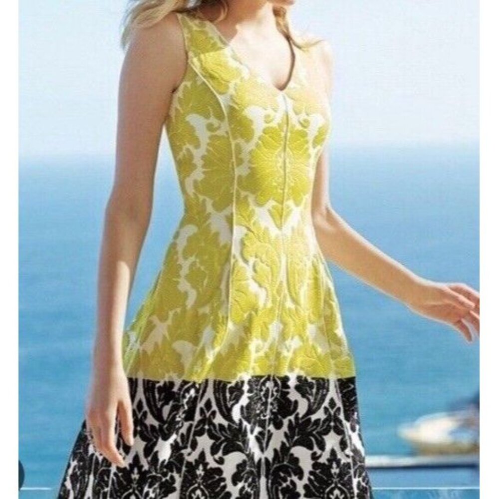 Yellow Floral Fit-and-Flare Dress